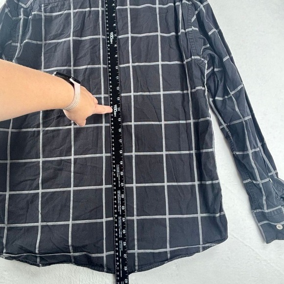 Ben Sherman Mens L Long Sleeve Button Down Shirt Black Gray‎ Check Grid Casual - Picture 10 of 11